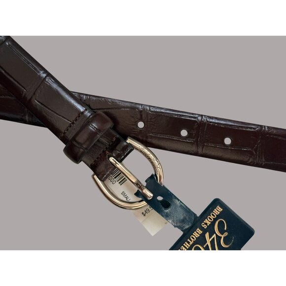 Brooks Brothers 346 Brown Croc-Embossed Leather Belt With Silver Buckle Small - Picture 1 of 8
